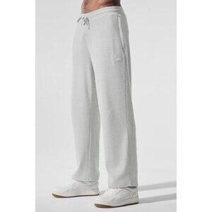 ALO YOGA Men's Elevate Waffle Straight Leg Pant Size L In Athletic Heather Grey